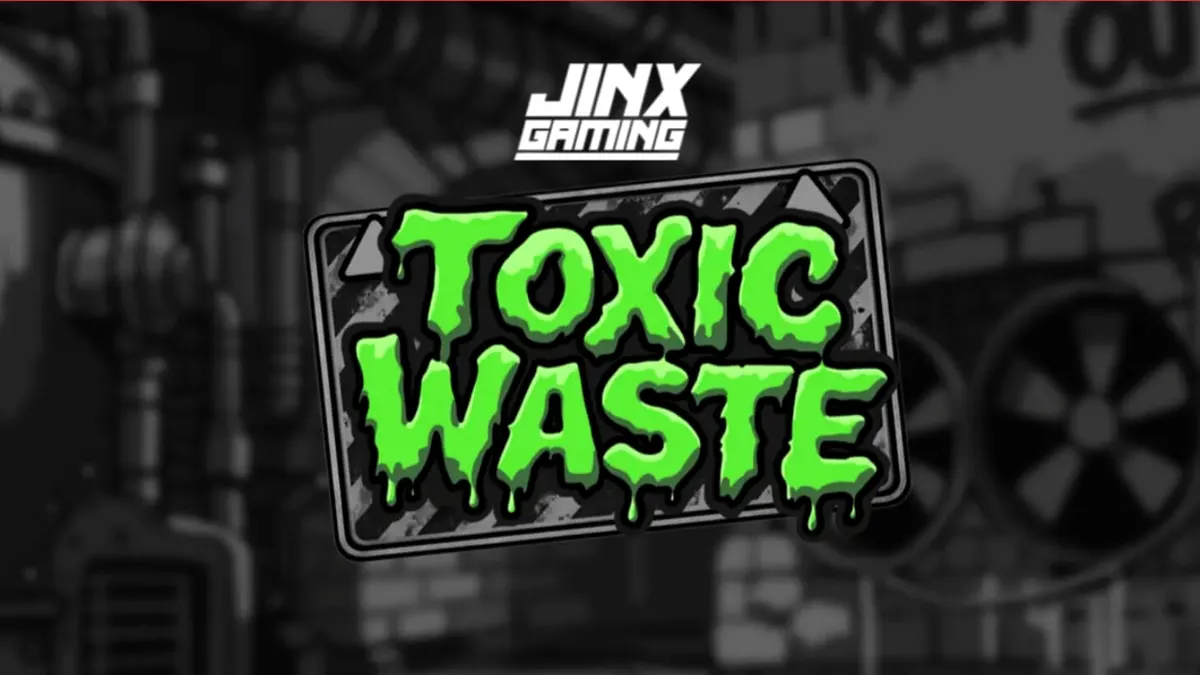 Tampilan visual neon dan simbol radioaktif dalam permainan slot Toxic Waste